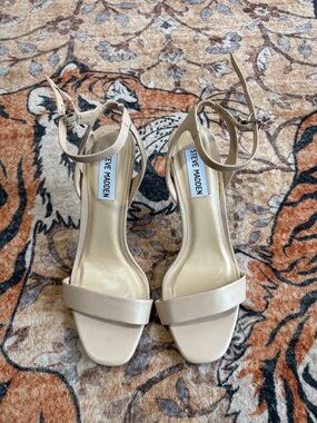 Steve Madden Beige Open-Toe Ankle-Strap Heels